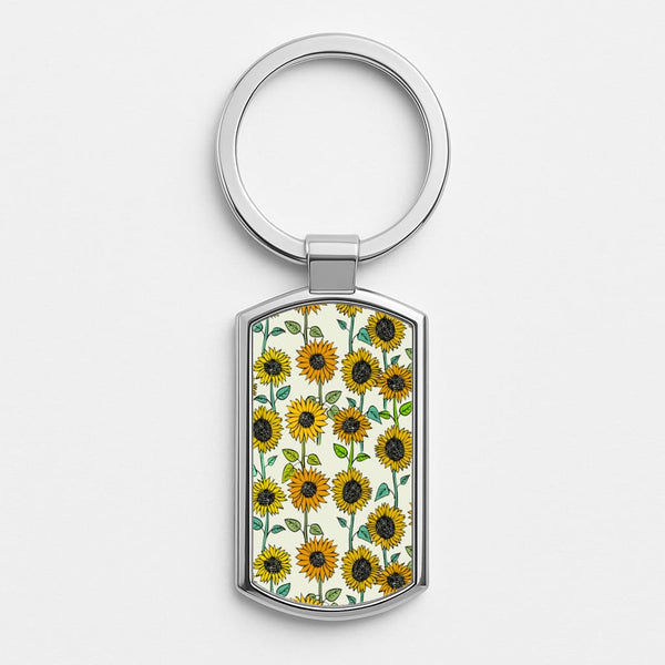 Painted Sunflowers Silver Keyring