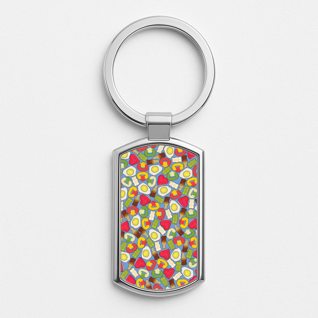 Gummy Sweets - Sweets Patterns Silver Keyring