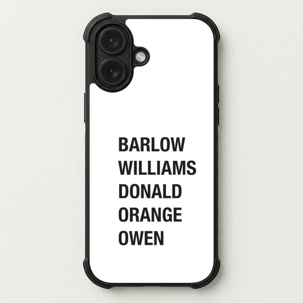 Take Band Members Names Phone Case — Bumper case