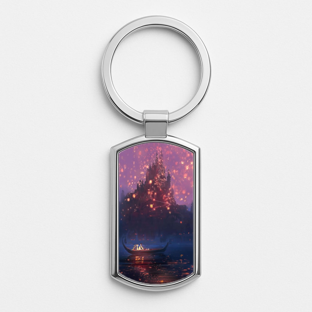 Tangled Chinese Lantern Fairytale Silver Keyring