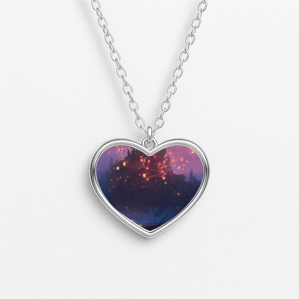 Tangled Chinese Lantern Fairytale Heart Necklace
