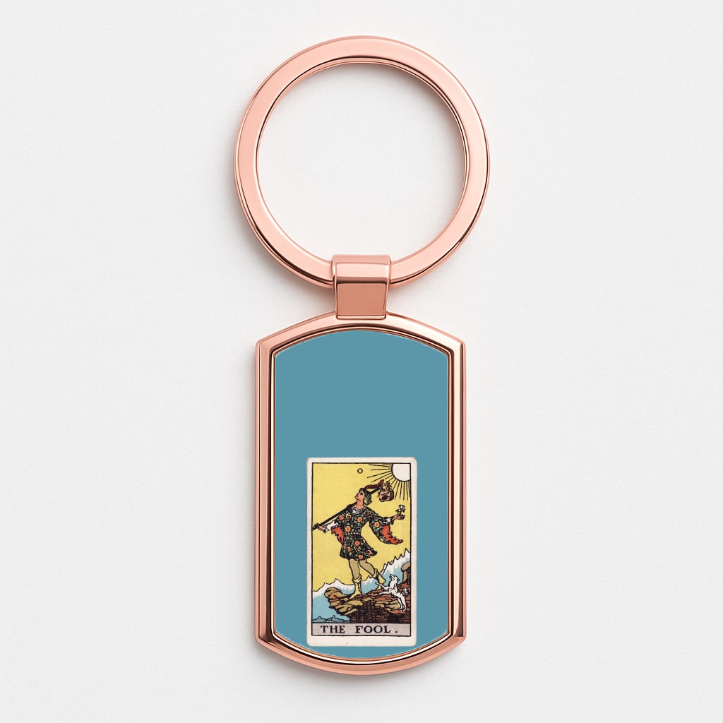 The Fool Tarot Card Rose Gold Keyring
