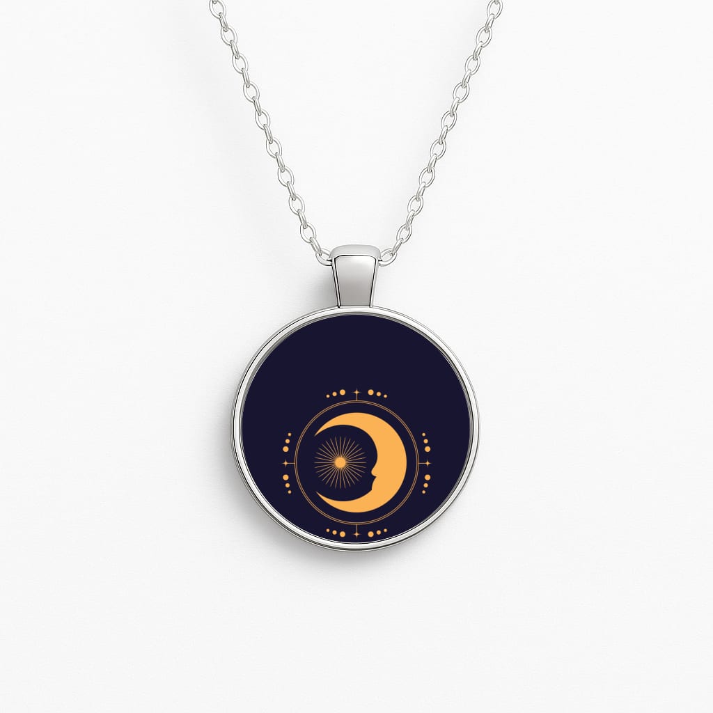 The Moon Dark Blue Circle Necklace