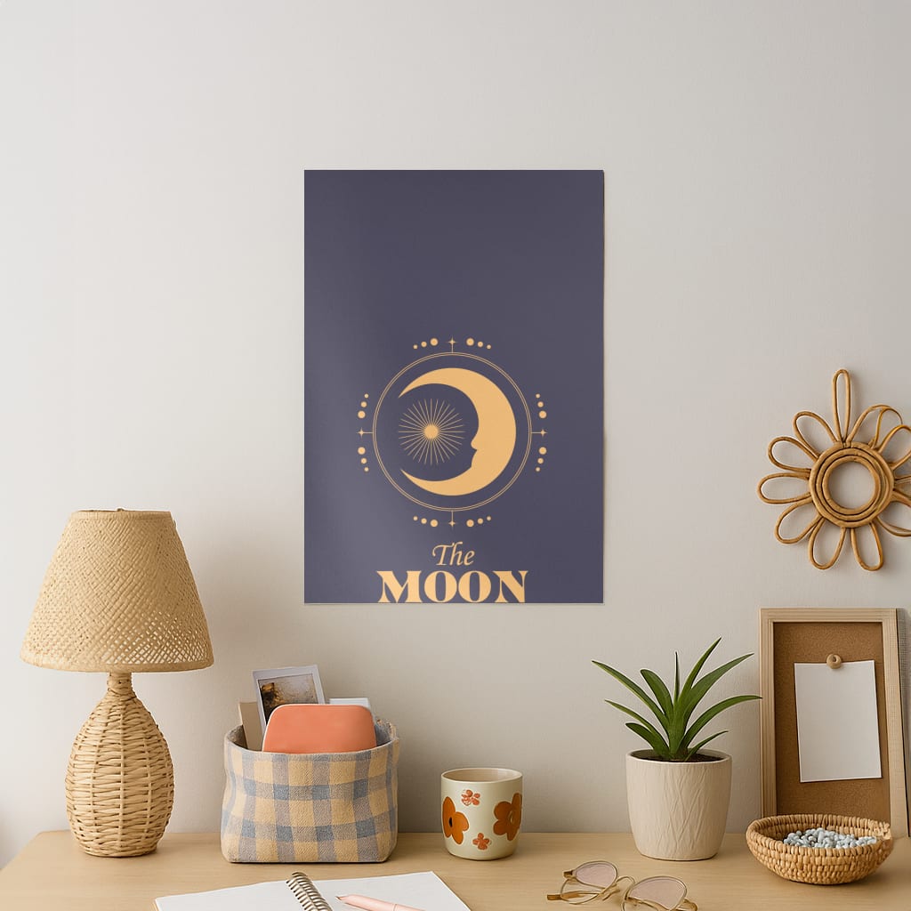 The Moon Dark Blue Art Print