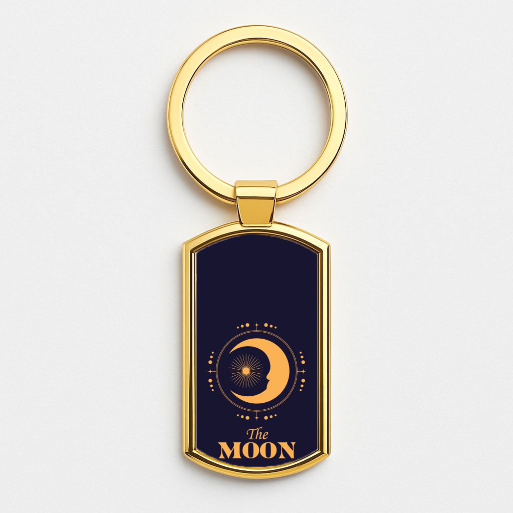 The Moon Dark Blue Gold Keyring