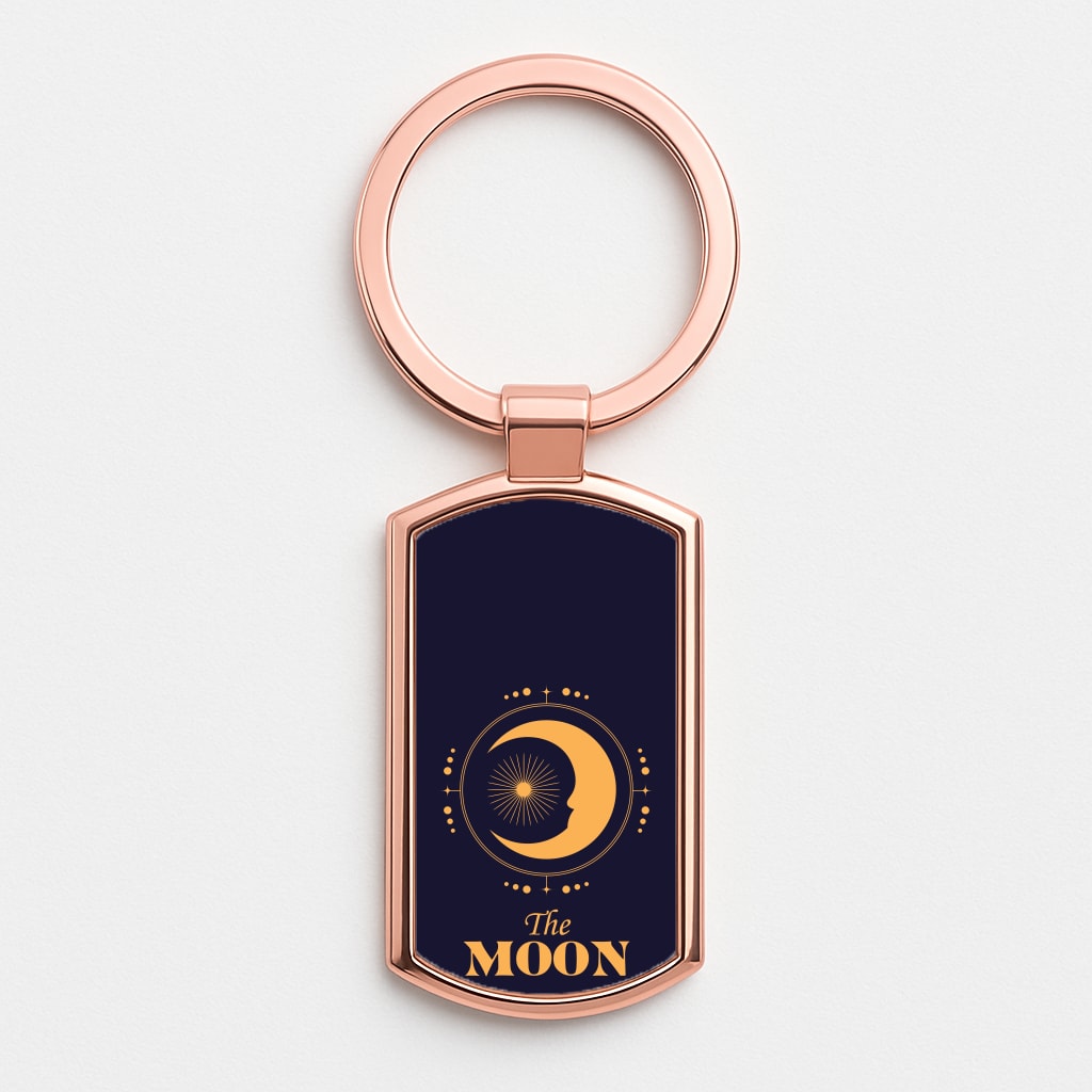The Moon Dark Blue Rose Gold Keyring