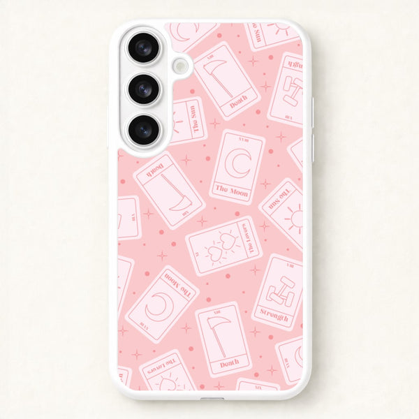 Pastel Pink Tarot Cards Pattern Phone Case for Galaxy S26 Plus