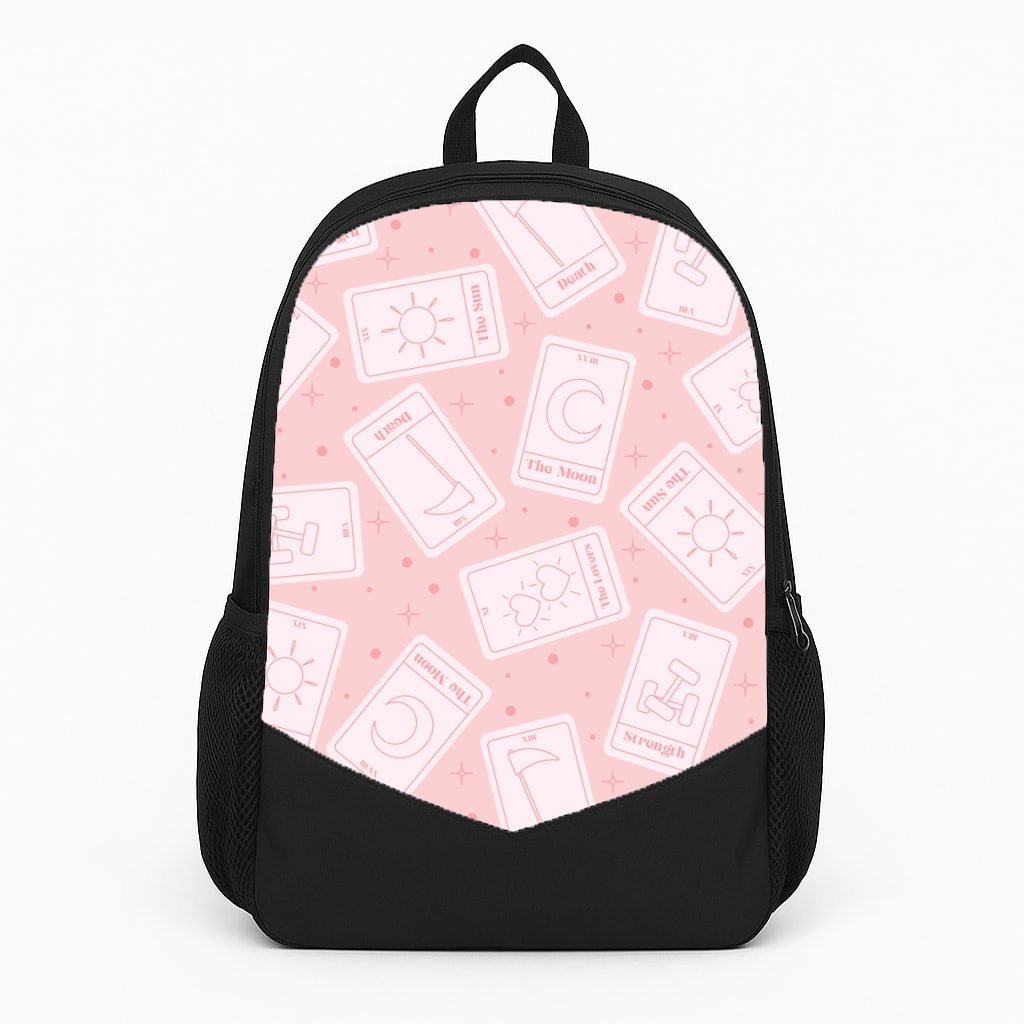 Pastel Pink Tarot Cards Pattern Large Backpack