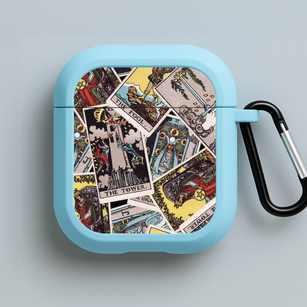 Tarot Cards Collage Pattern Blue AirPods Case