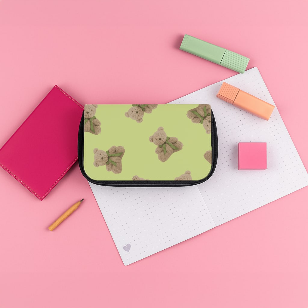 Green Teddy Bears Pencil Case