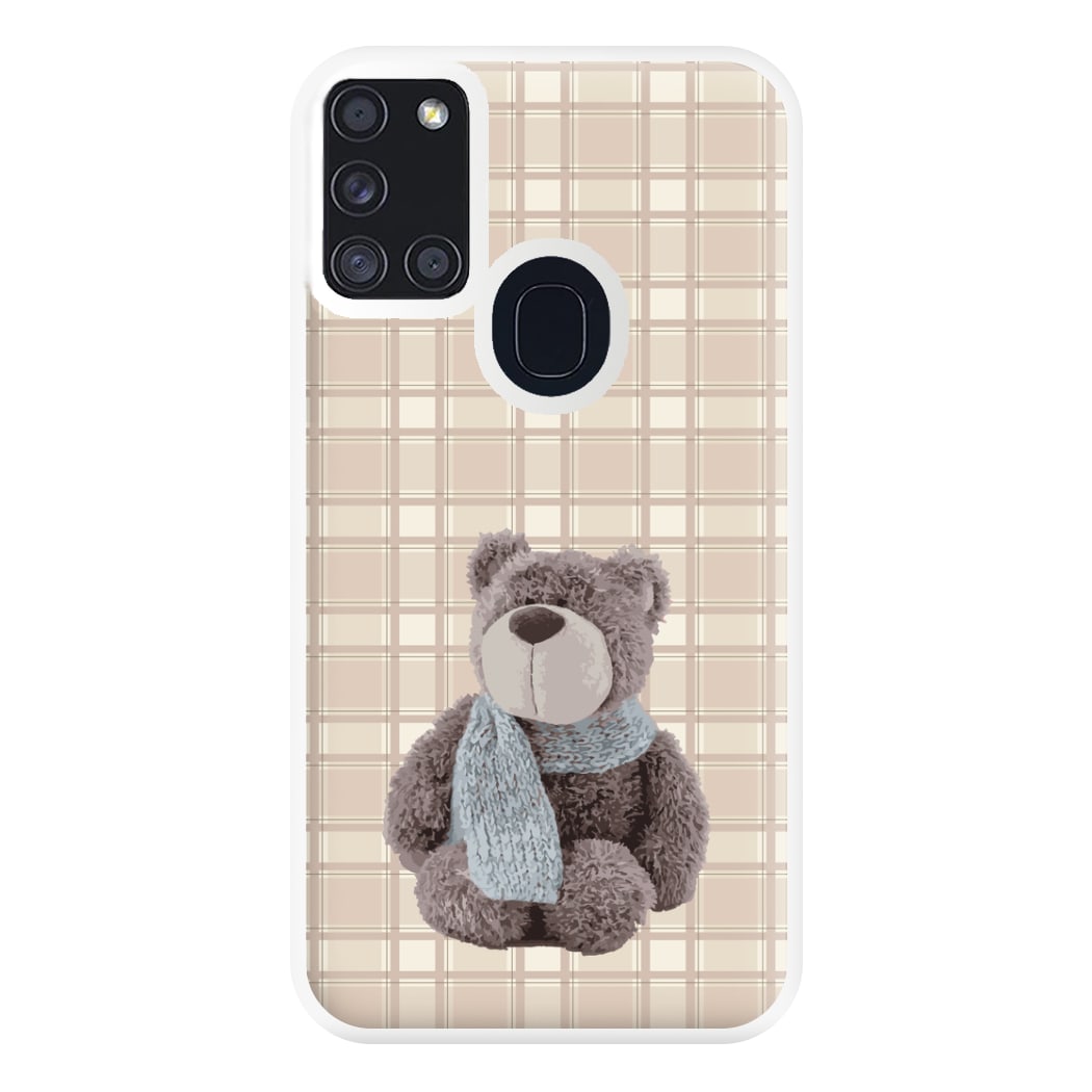 Tartan Teddy Bear Phone Case for Galaxy A21s