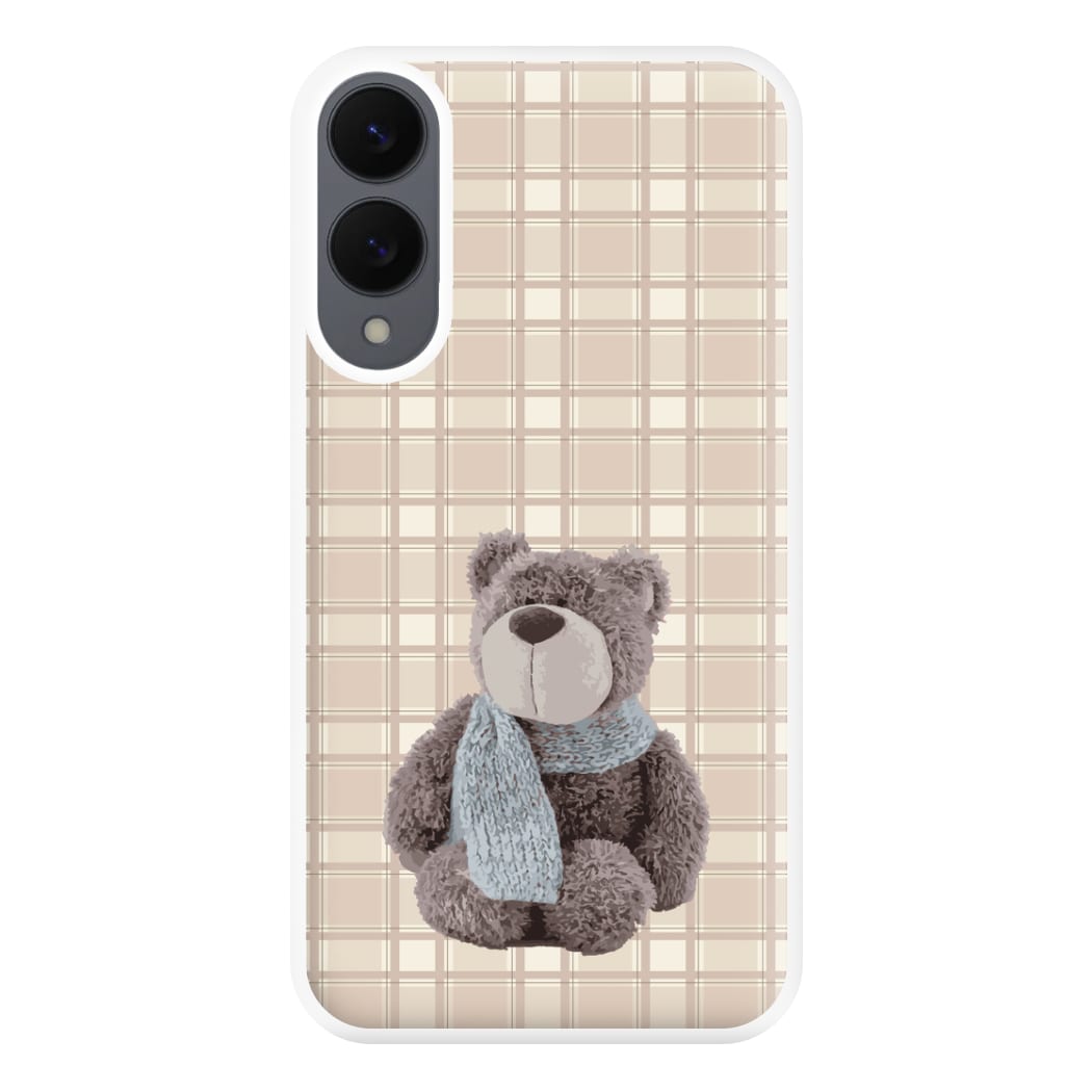 Tartan Teddy Bear Phone Case for Galaxy S25 Edge