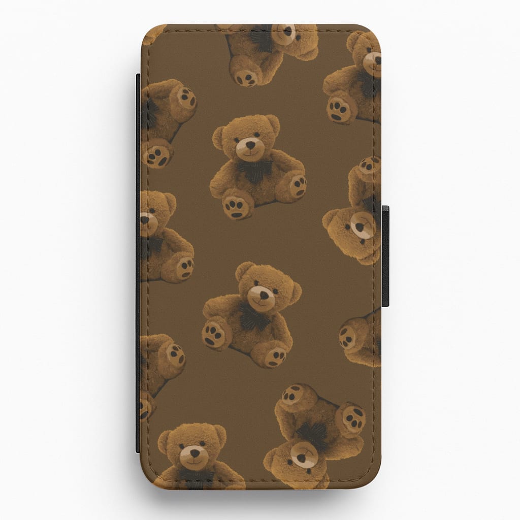 Cute Brown Bear Pattern Flip / Wallet Phone Case