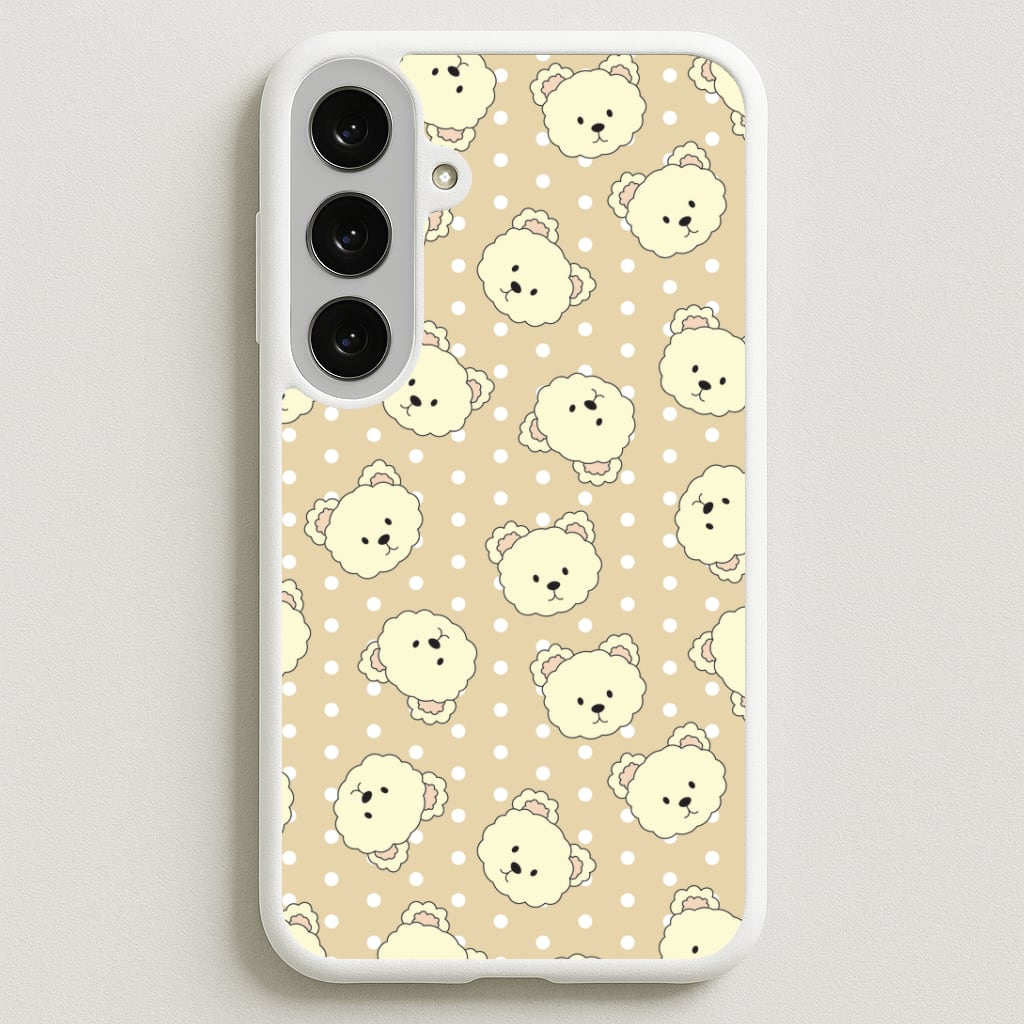 Cream Teddy Bears And Dots Pattern Phone Case for Galaxy S25FE