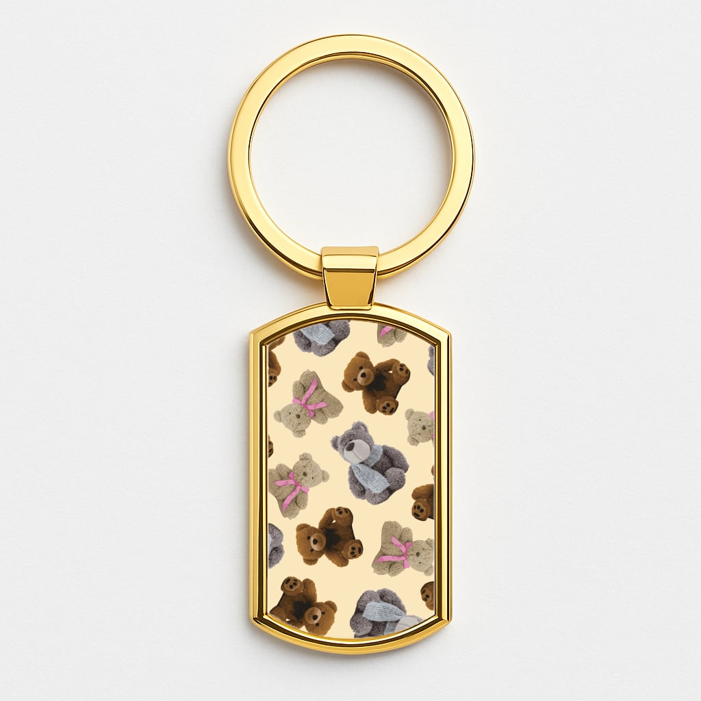 Assortment Of Teddies Pattern Luxury Keyring