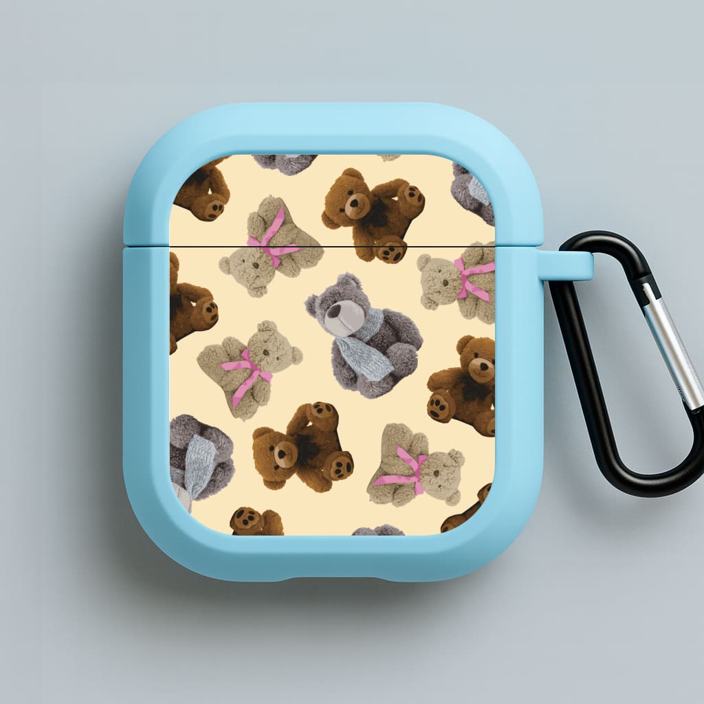 Assortment Of Teddies Pattern Blue AirPods Case