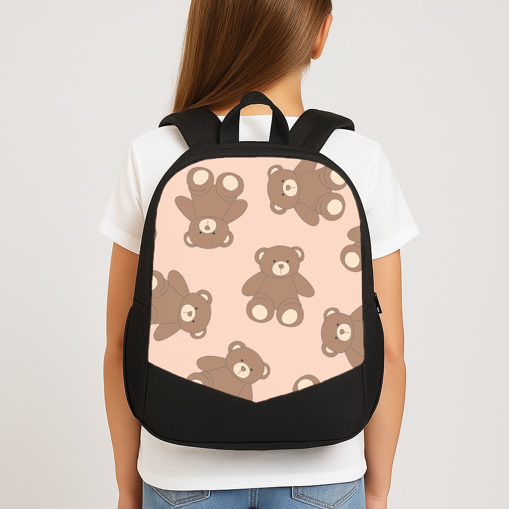 Cartoon Brown Bear Pattern School Bag