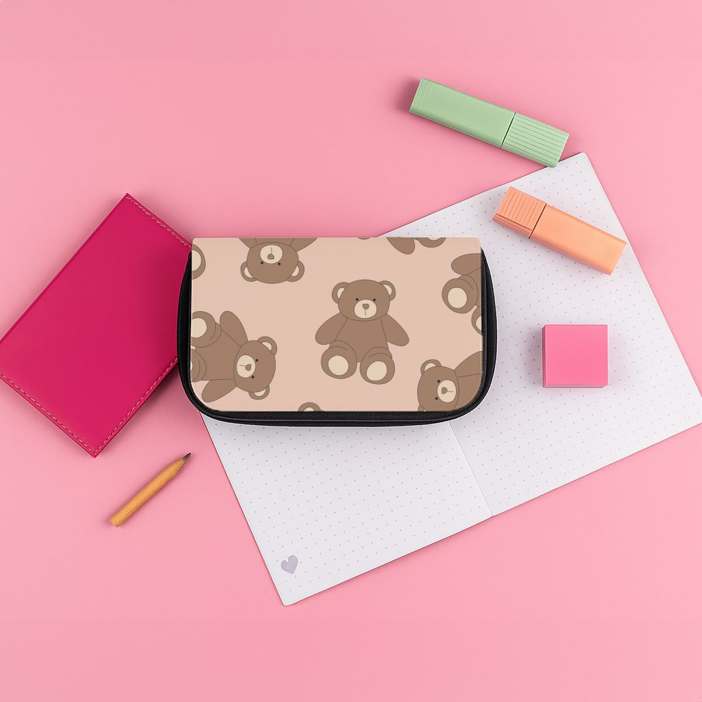 Cartoon Brown Bear Pattern Pencil Case