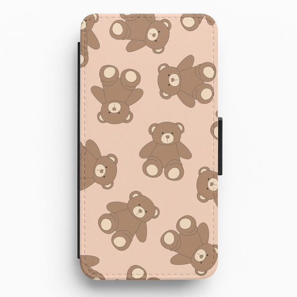 Cartoon Brown Bear Pattern Flip / Wallet Phone Case