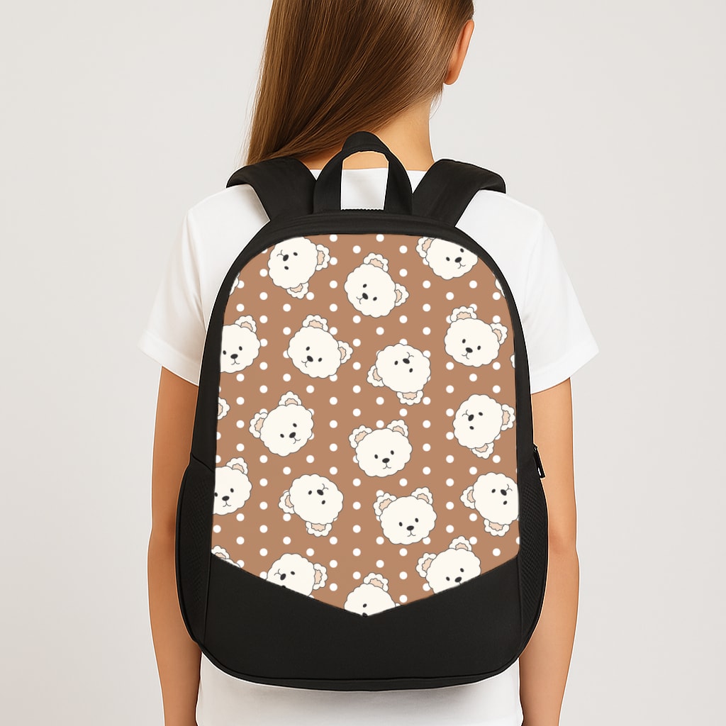 Cream Teddy Bears And Dots Pattern 2 Large School Bag