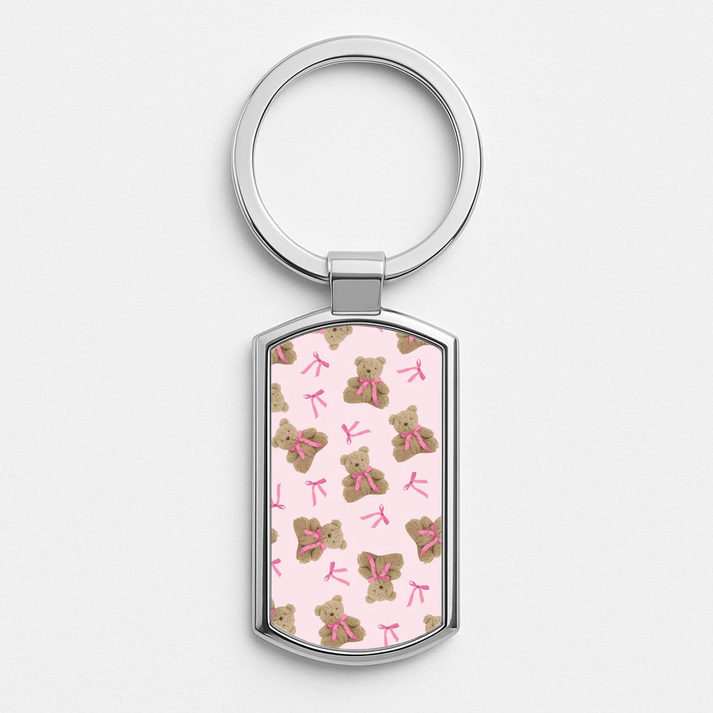 Coquette Teddy Bears And Bows Pattern Luxury Keyring