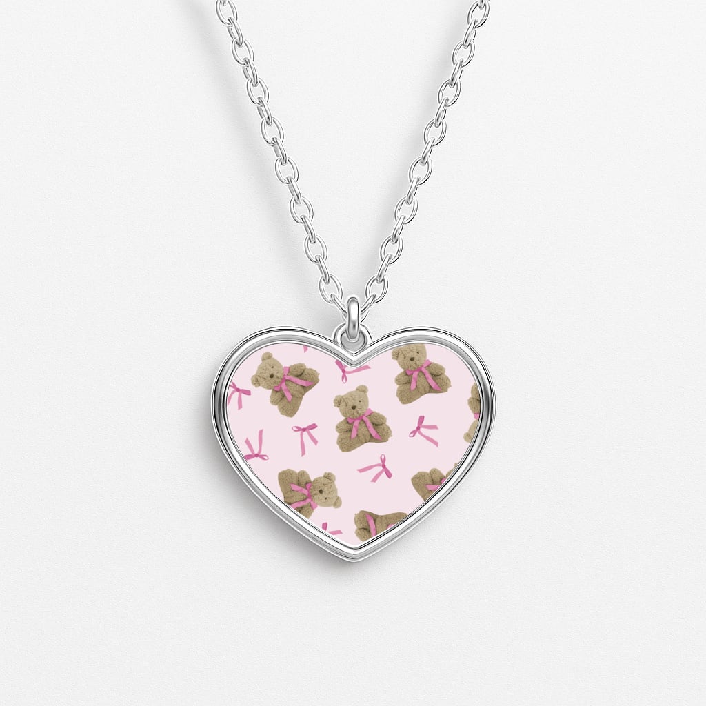 Coquette Teddy Bears And Bows Pattern Necklace