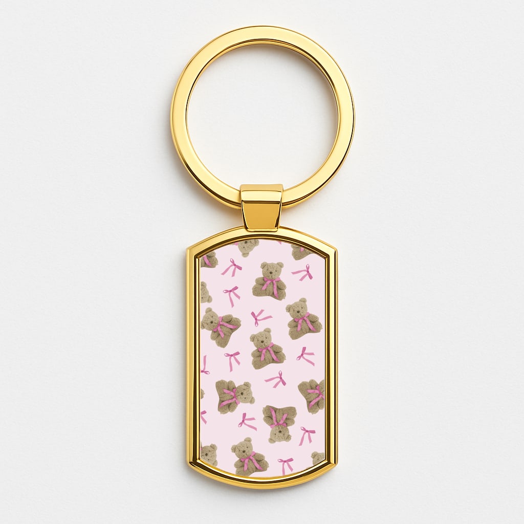 Coquette Teddy Bears And Bows Pattern Luxury Keyring