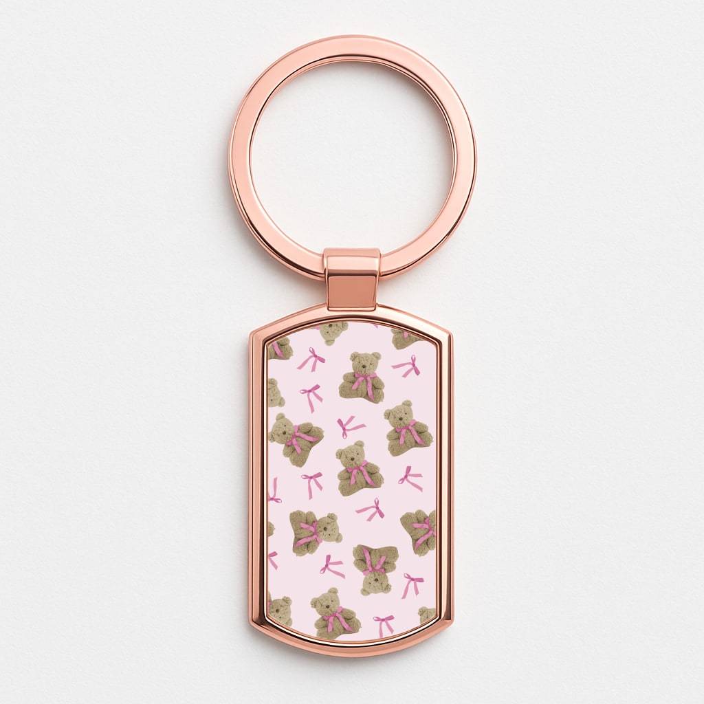 Coquette Teddy Bears And Bows Pattern Luxury Keyring