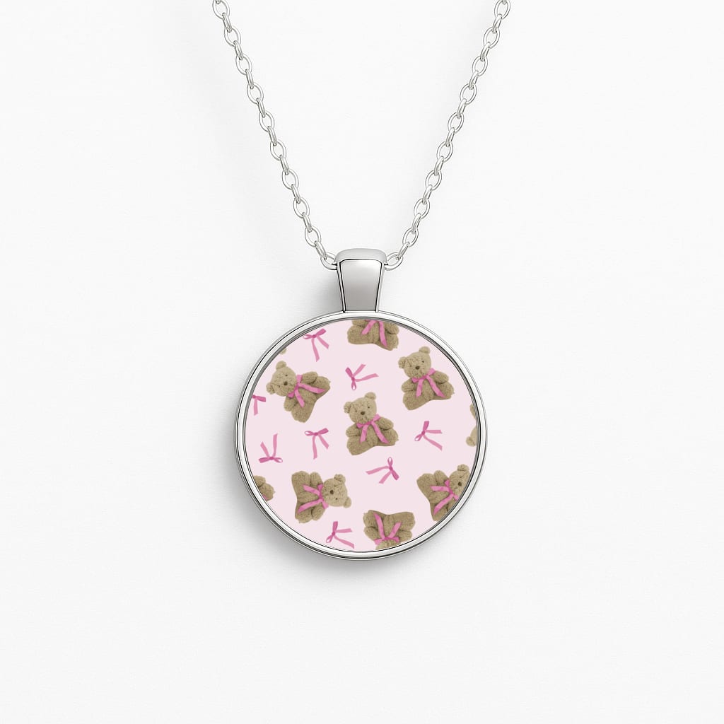 Coquette Teddy Bears And Bows Pattern Necklace