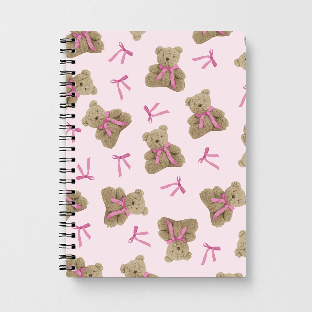 Coquette Teddy Bears And Bows Pattern Notebook