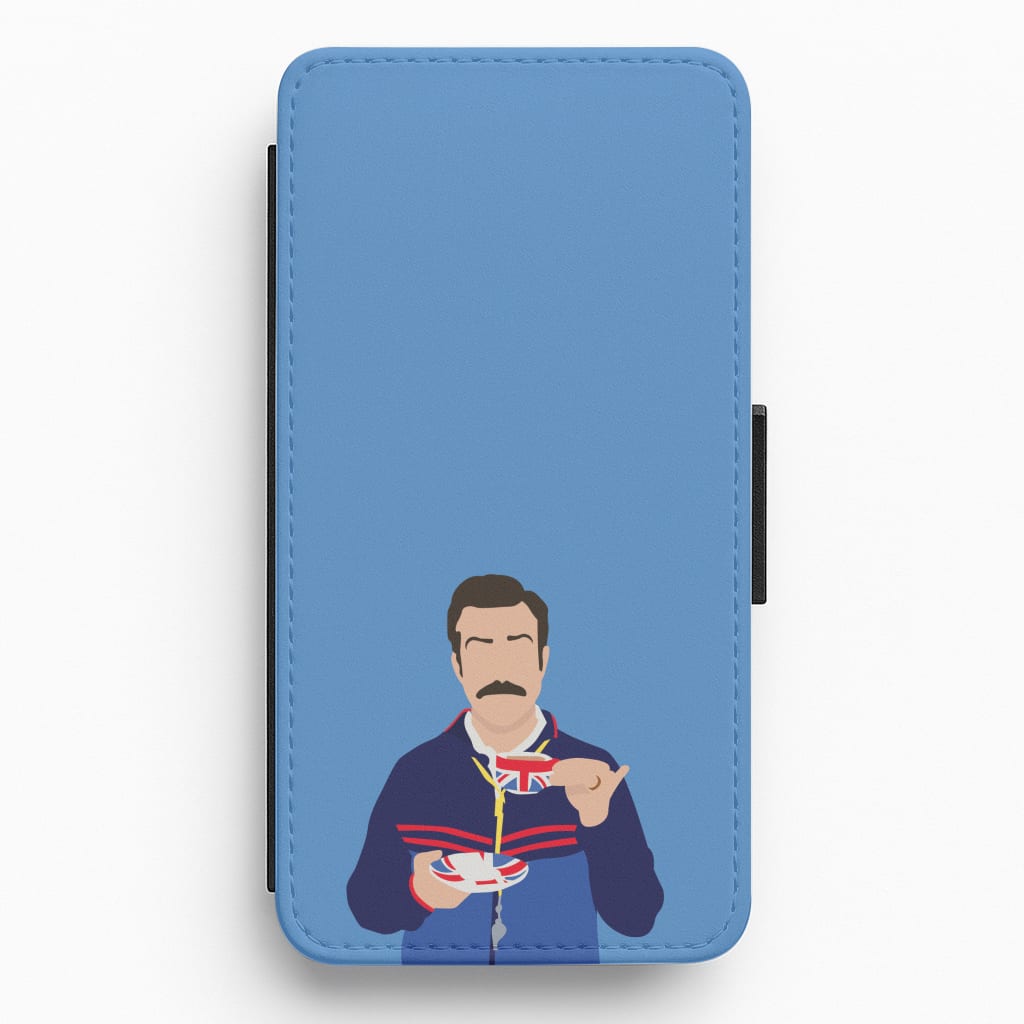 Ted Drinking Tea Flip / Wallet Phone Case