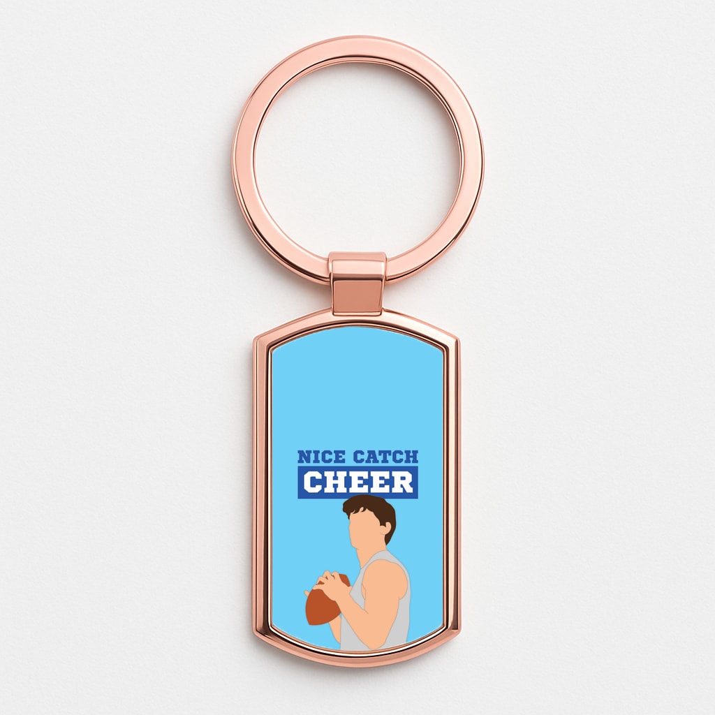 Nice Catch Cheer Rose Gold Keyring