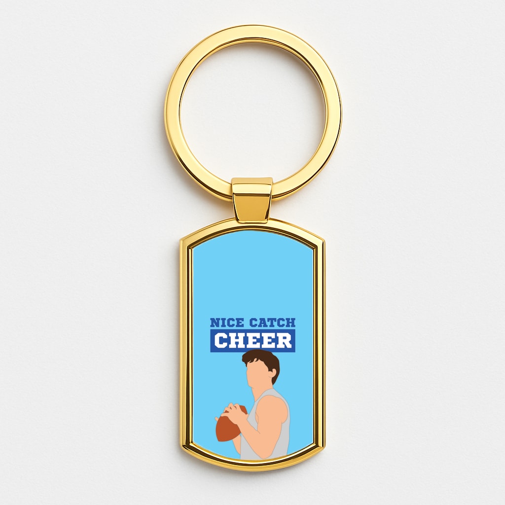 Nice Catch Cheer Gold Keyring