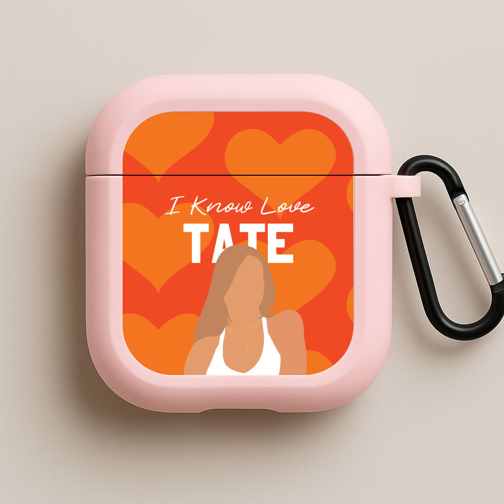 I Know Love Pattern Pink AirPods Case