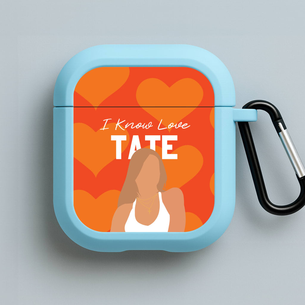 I Know Love Pattern Blue AirPods Case