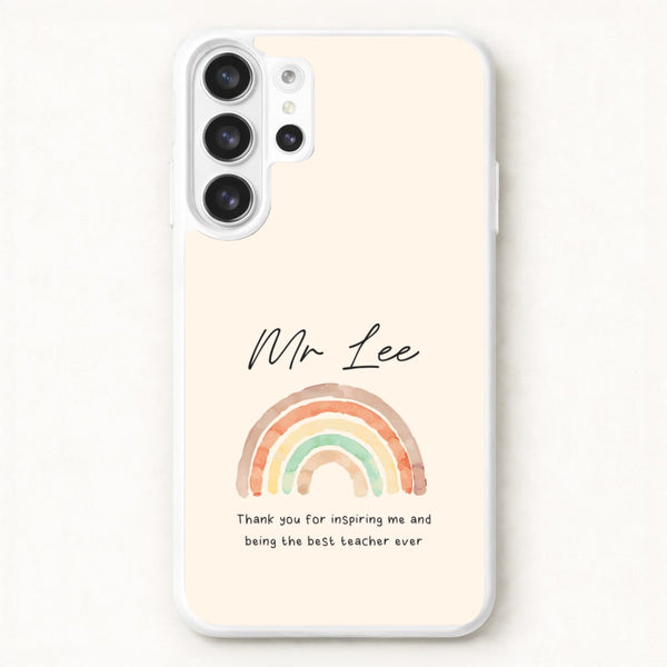 Beige Personalised Teacher Rainbow Phone Case for Galaxy S26 Ultra