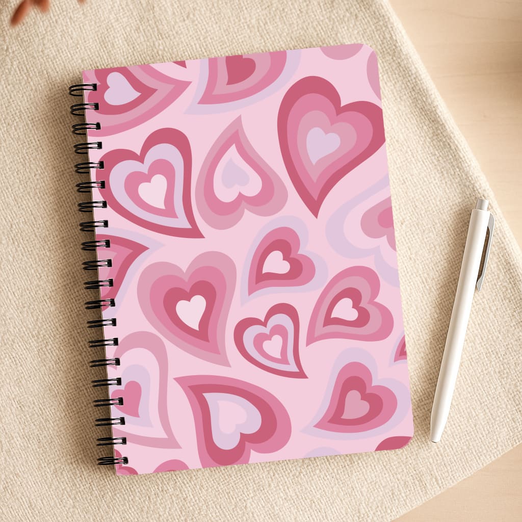 Pink Hearts - Trippy Patterns Notepad