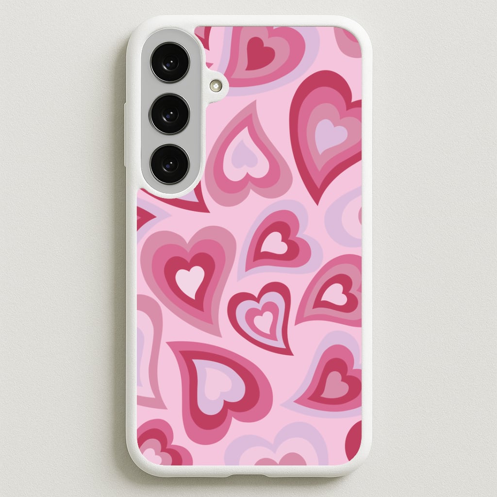 Pink Hearts - Trippy Patterns Phone Case for Galaxy S25FE