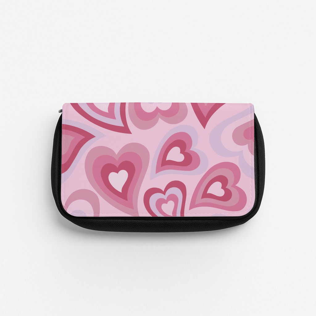 Pink Hearts - Trippy Patterns Pencil Case