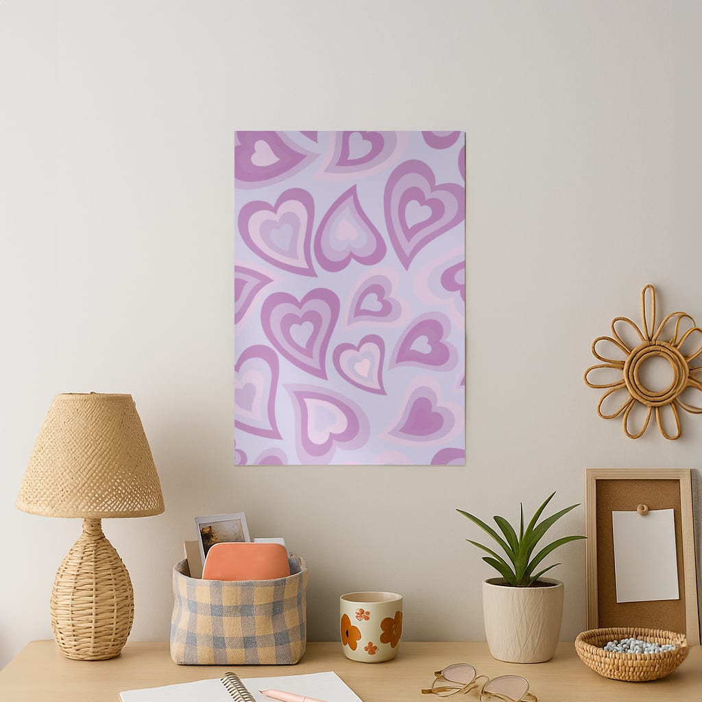 Purple Hearts - Trippy Patterns Art Print