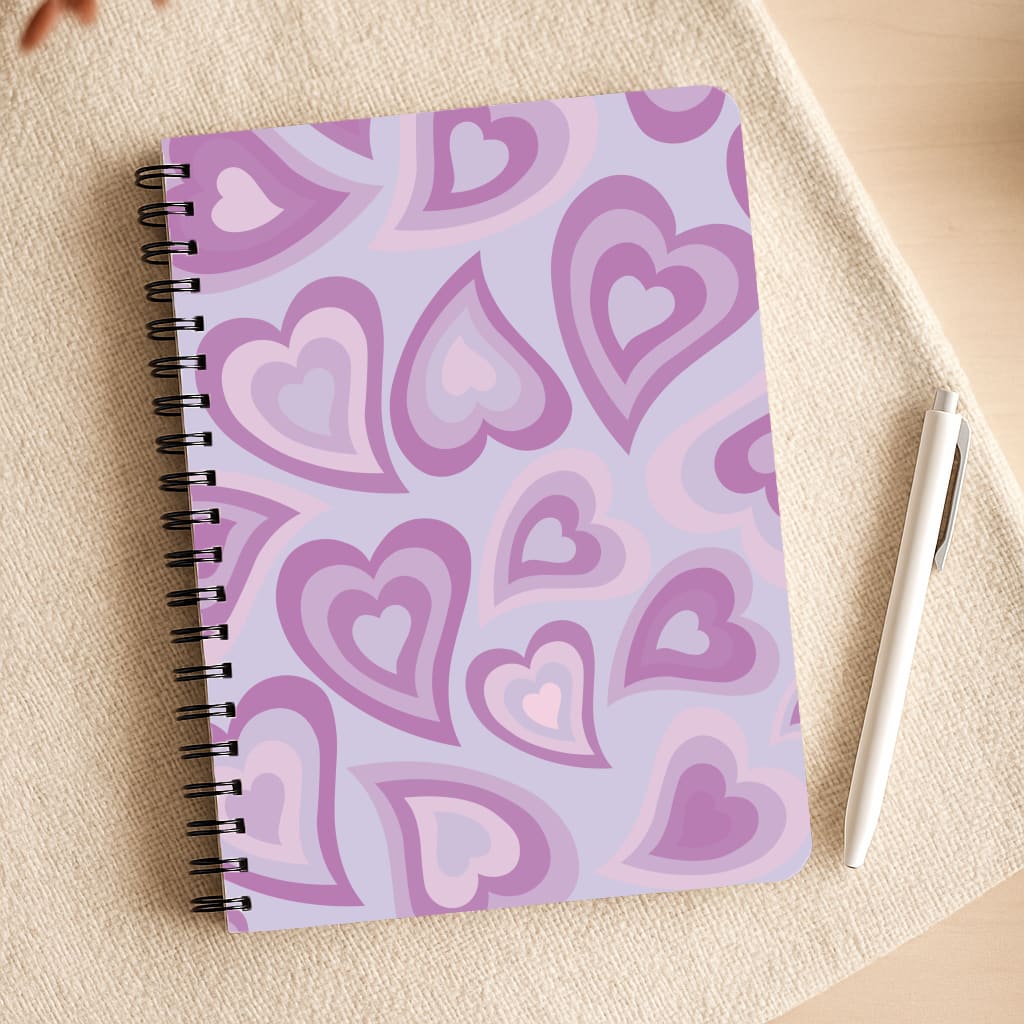 Purple Hearts - Trippy Patterns Notepad