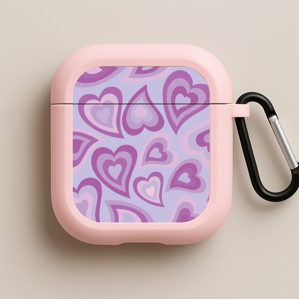Purple Hearts - Trippy Patterns Pink AirPods Case