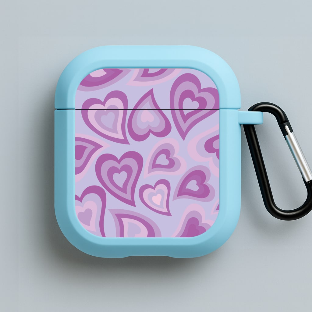 Purple Hearts - Trippy Patterns Blue AirPods Case