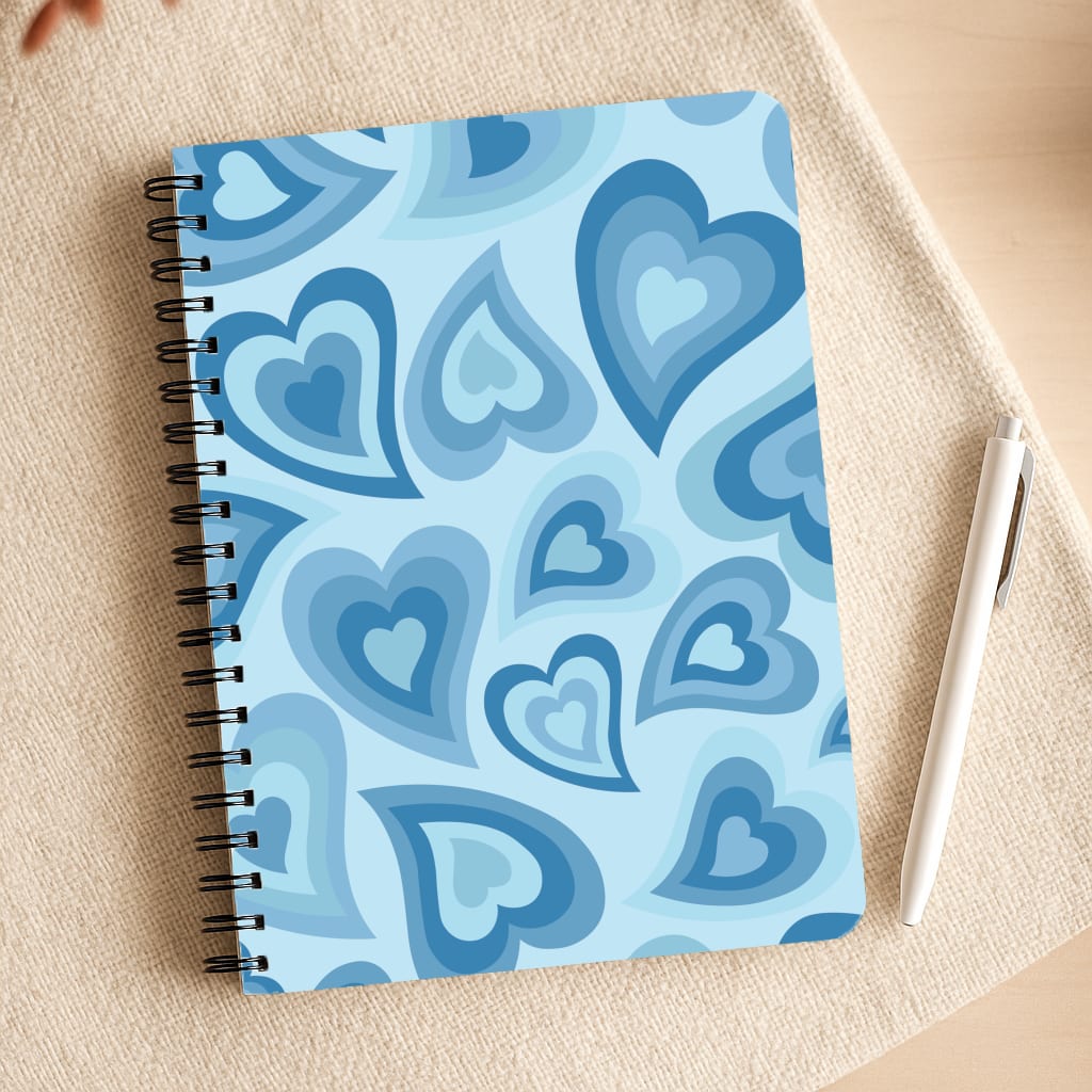 Blue Hearts - Trippy Patterns Notepad