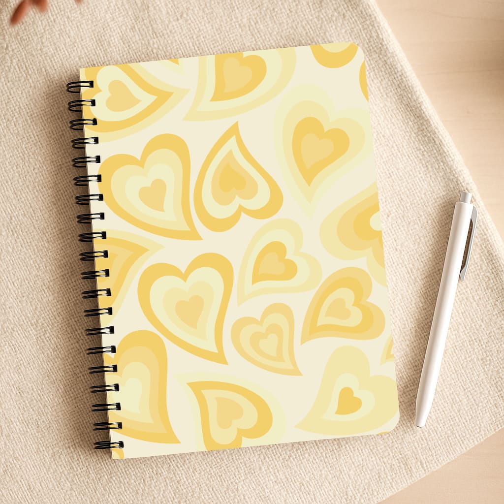 Yellow Hearts - Trippy Patterns Notepad