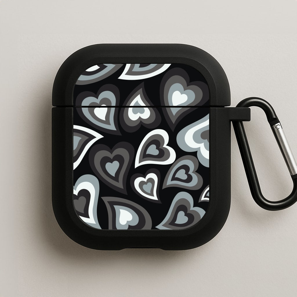 Black Hearts - Trippy Patterns AirPods Case