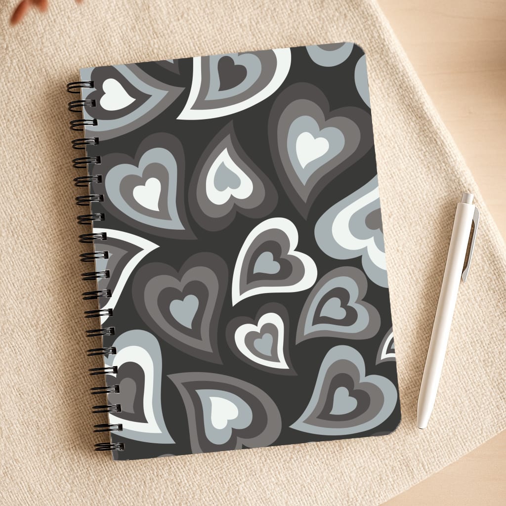 Black Hearts - Trippy Patterns Notepad