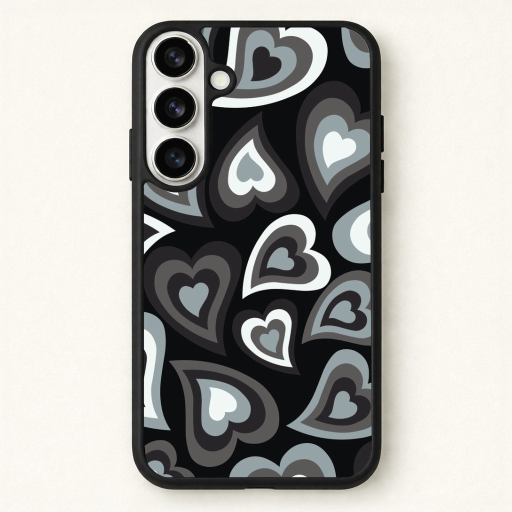 Black Hearts - Trippy Patterns Phone Case for Galaxy S26 Plus