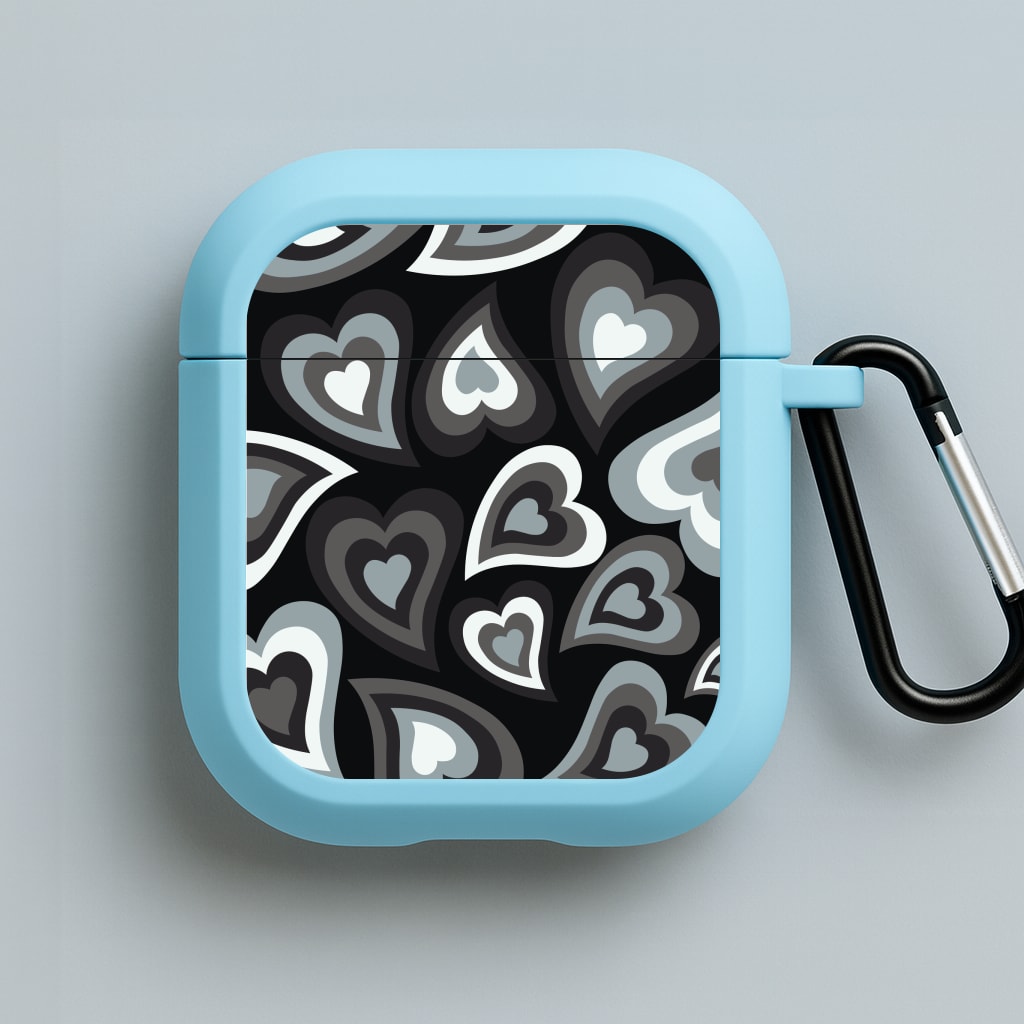Black Hearts - Trippy Patterns Blue AirPods Case