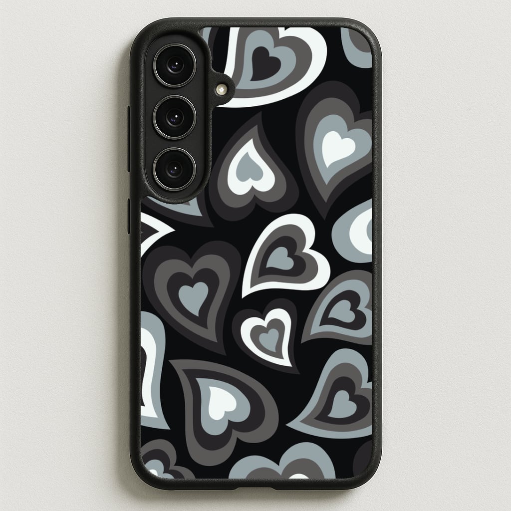 Black Hearts - Trippy Patterns Phone Case for Galaxy S25FE